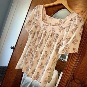 Lucky Brand Short-Sleeved Floral Peasant Shirt